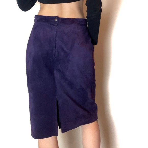 PURPLE SUEDE PENCIL SKIRT - Picture 6 of 6